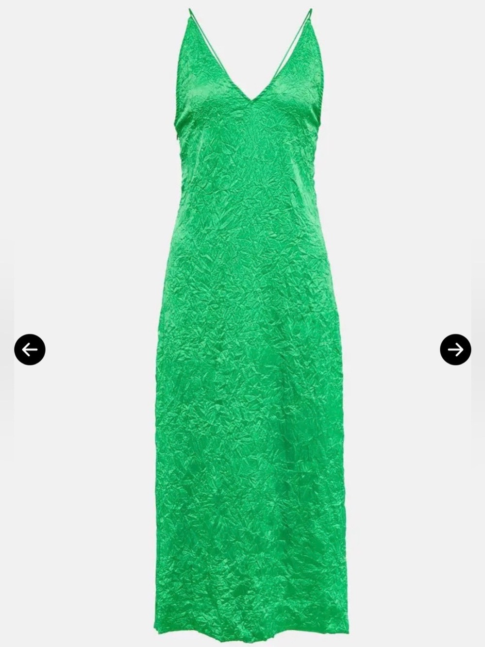 Ganni - Crinkled Satin Slip Dress
